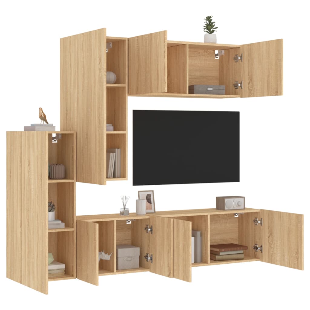 Mobili TV a Muro 5pz Rovere Sonoma in Legno Multistrato 3216491