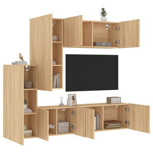 Mobili TV a Muro 5pz Rovere Sonoma in Legno Multistratocod mxl 86246