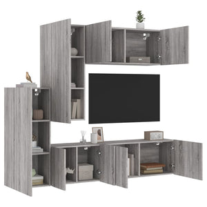 Mobili TV a Muro 5pz Grigio Sonoma in Legno Multistrato 3216494