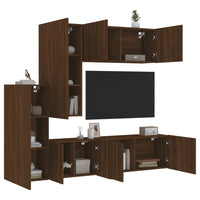 Mobili TV a Muro 5pz Rovere Marrone in Legno Multistratocod mxl 134230