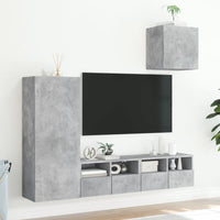 Mobili TV a Muro con LED 4pz Grigio Cemento Legno Multistrato 3216503