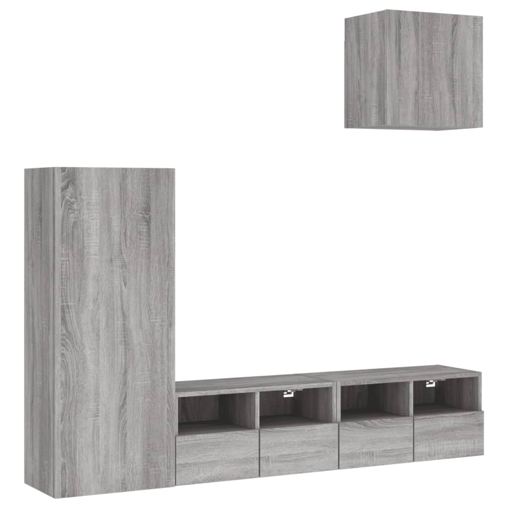 Mobili TV a Muro 4pz Grigio Sonoma in Legno Multistrato 3216505