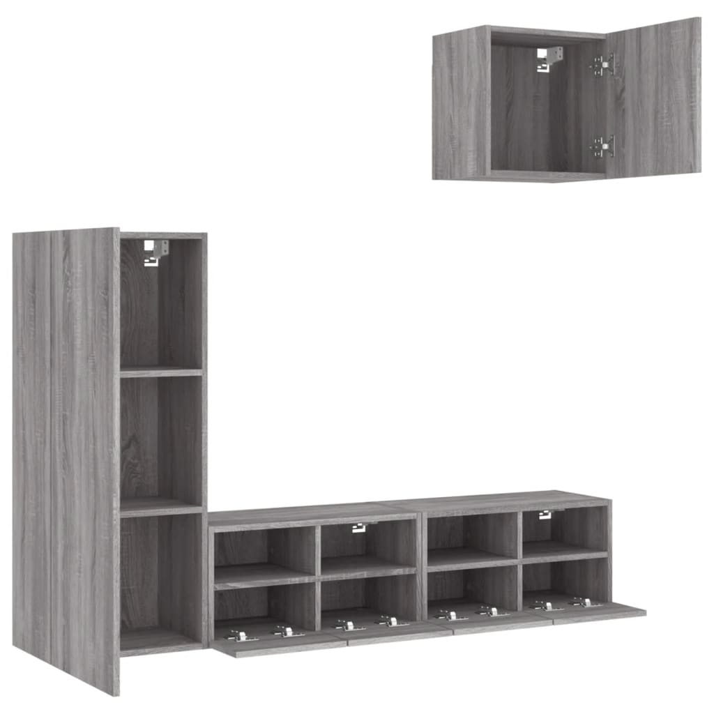 Mobili TV a Muro 4pz Grigio Sonoma in Legno Multistrato 3216505