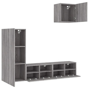 Mobili TV a Muro 4pz Grigio Sonoma in Legno Multistrato 3216505