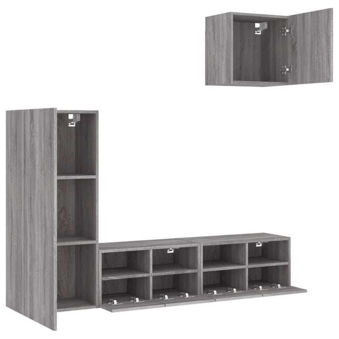 Mobili TV a Muro 4pz Grigio Sonoma in Legno Multistrato 3216505