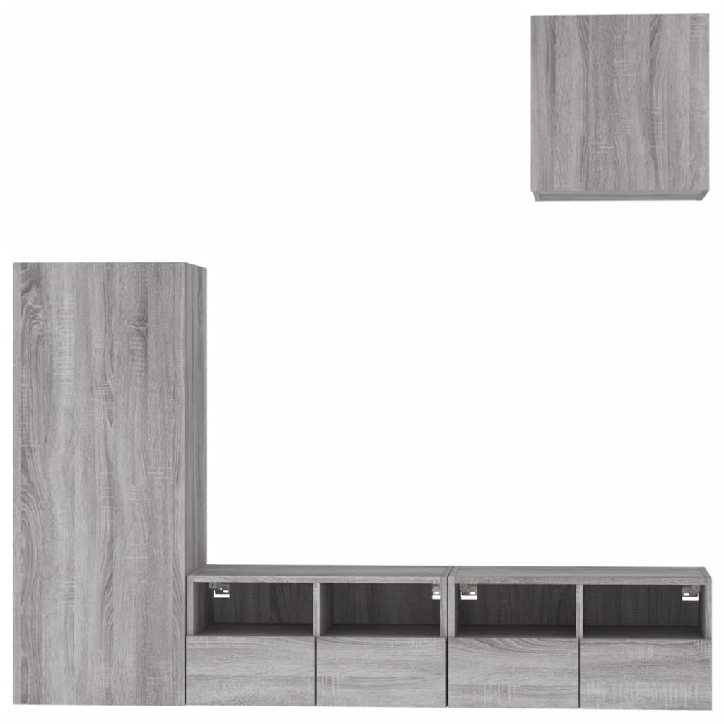 Mobili TV a Muro 4pz Grigio Sonoma in Legno Multistrato 3216505