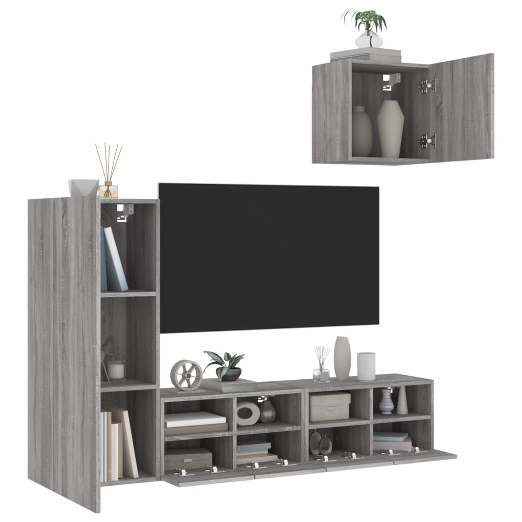 Mobili TV a Muro 4pz Grigio Sonoma in Legno Multistrato 3216505