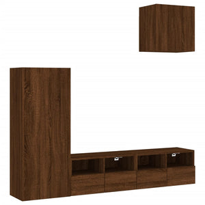 Mobili TV a Muro 4pz Rovere Marrone in Legno Multistratocod mxl 134231