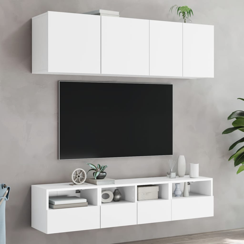 Mobili TV a Muro 5pz Bianchi in Legno Multistrato 3216511