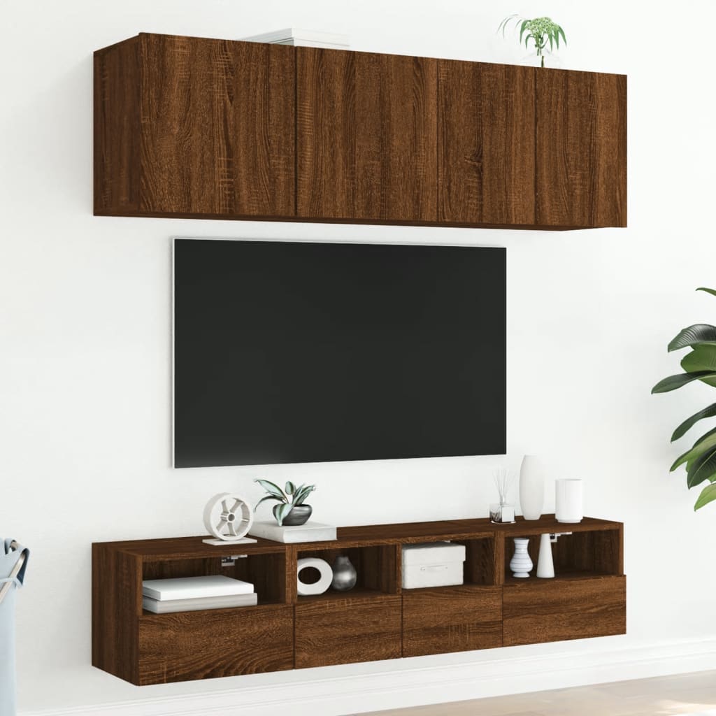 Mobili TV a Muro 5pz Rovere Marrone in Legno Multistratocod mxl 110216