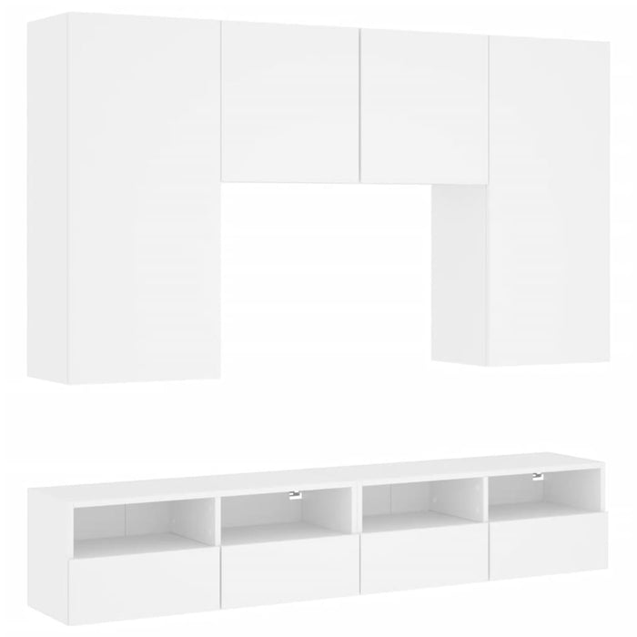 Mobili TV a Muro 5pz Bianchi in Legno Multistrato 3216518