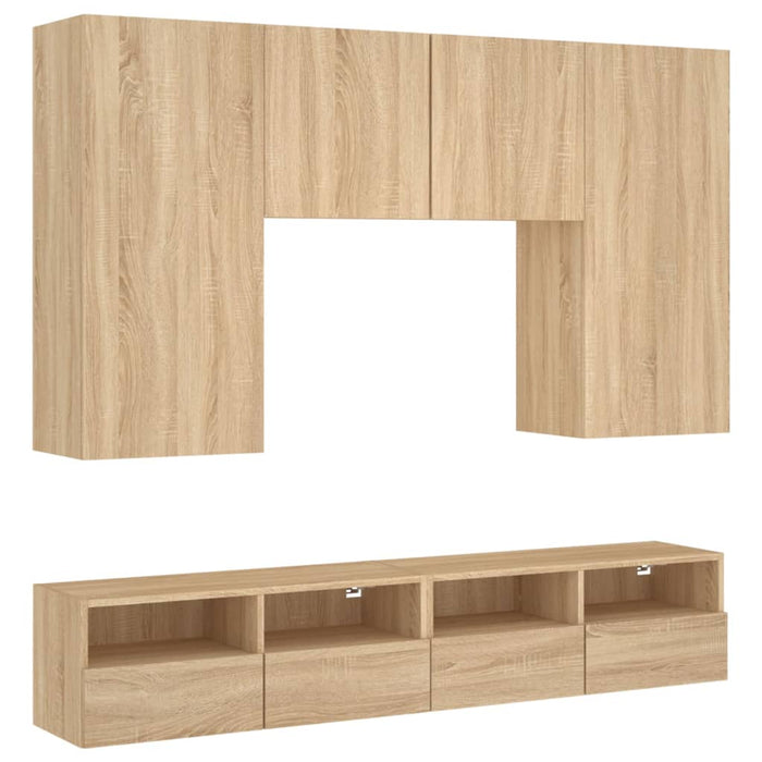 Mobili TV a Muro 5pz Rovere Sonoma in Legno Multistratocod mxl 110218