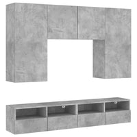 Mobili TV a Muro con LED 5pz Grigio Cemento Legno Multistratocod mxl 86251