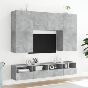 Mobili TV a Muro con LED 5pz Grigio Cemento Legno Multistratocod mxl 86251