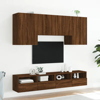 Mobili TV a Muro 5pz Rovere Marrone in Legno Multistratocod mxl 134253