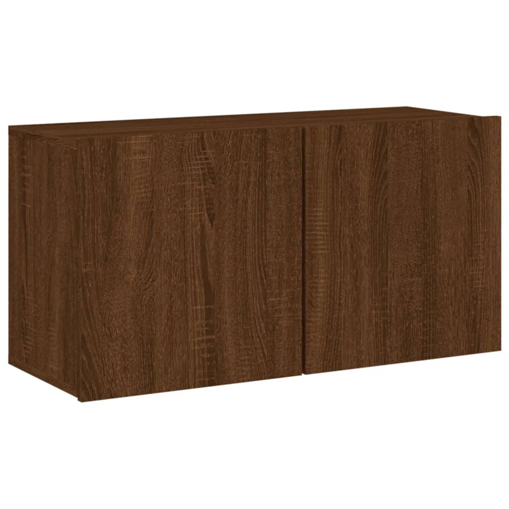 Mobili TV a Muro 5pz Rovere Marrone in Legno Multistrato 3216531