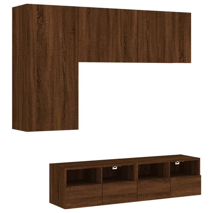 Mobili TV a Muro 5pz Rovere Marrone in Legno Multistratocod mxl 134499