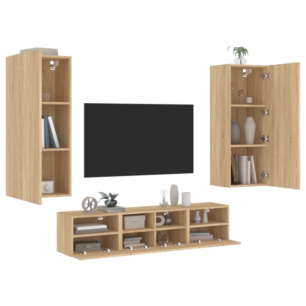 Mobili TV a Muro 5pz Rovere Sonoma in Legno Multistrato 3216541