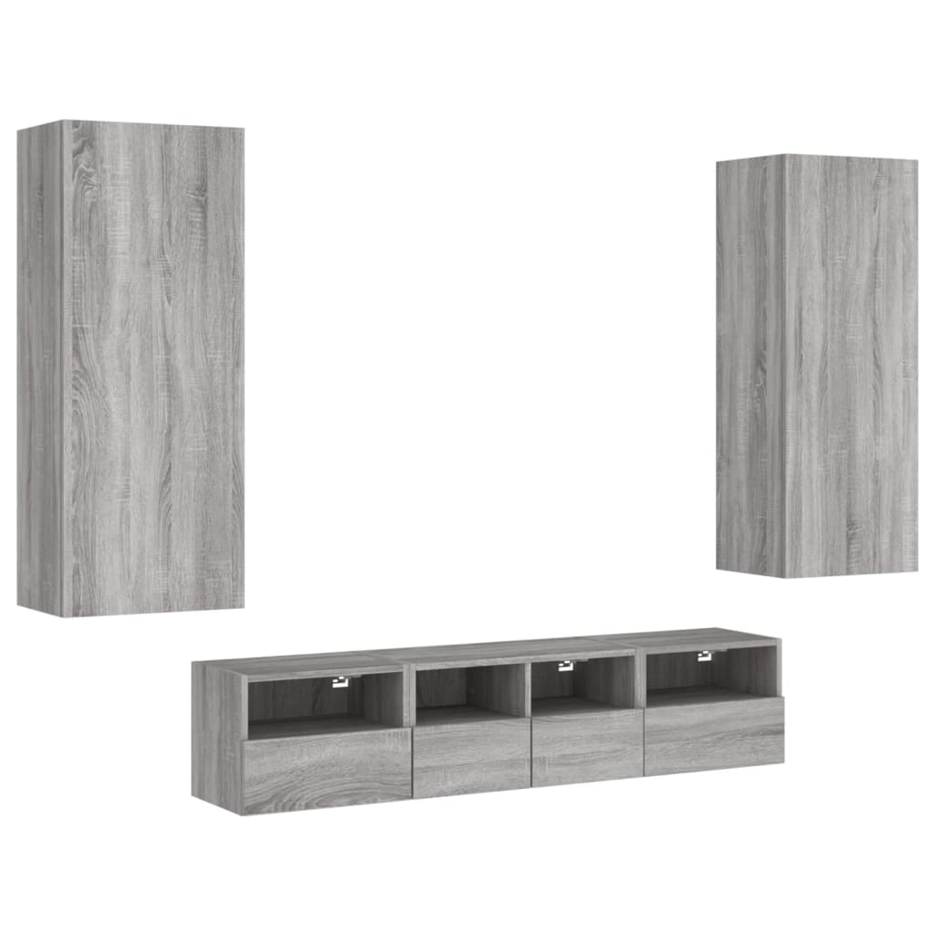 Mobili TV a Muro 5pz Grigio Sonoma in Legno Multistrato 3216544