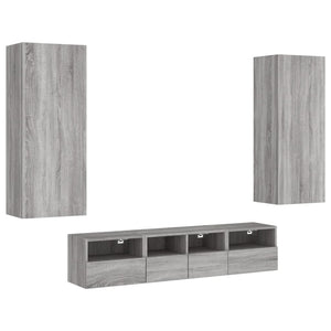 Mobili TV a Muro 5pz Grigio Sonoma in Legno Multistratocod mxl 134501