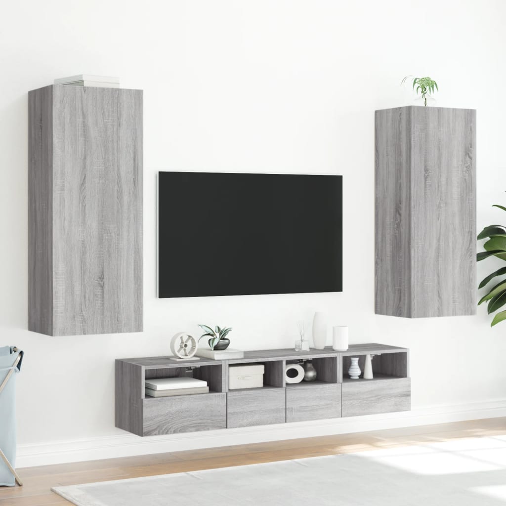 Mobili TV a Muro 5pz Grigio Sonoma in Legno Multistratocod mxl 134501