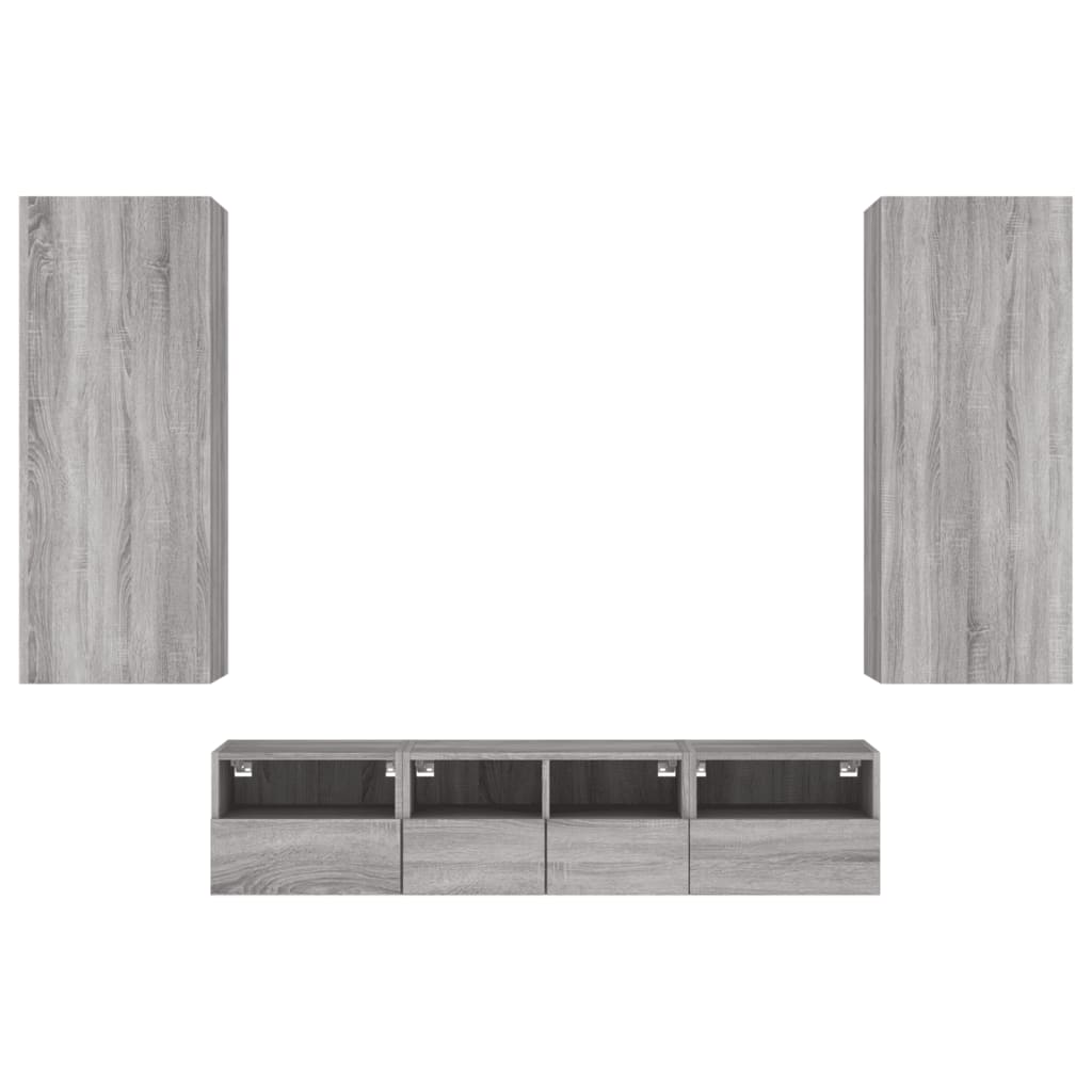 Mobili TV a Muro 5pz Grigio Sonoma in Legno Multistrato 3216544