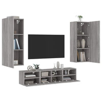 Mobili TV a Muro 5pz Grigio Sonoma in Legno Multistrato 3216544