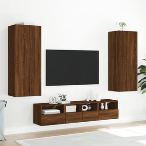 Mobili TV a Muro 5pz Rovere Marrone in Legno Multistrato 3216545