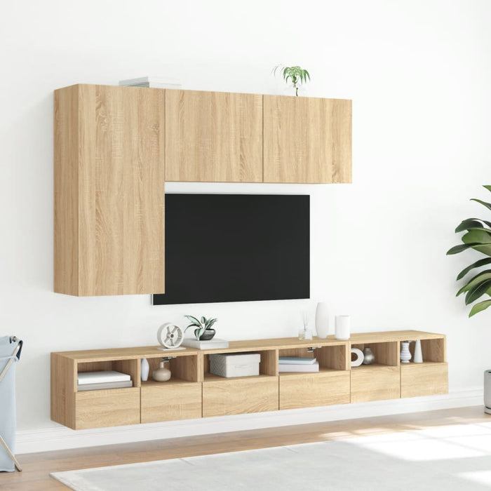 Mobili TV a Muro 5pz Rovere Sonoma in Legno Multistratocod mxl 110305