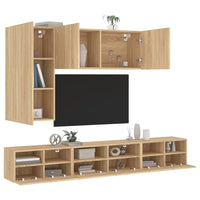 Mobili TV a Muro 5pz Rovere Sonoma in Legno Multistratocod mxl 110305