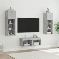 Mobili TV a Muro 4pz con Luci LED Grigio Cemento 3216579