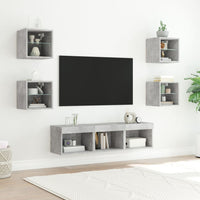 Mobili TV a Muro con LED 7pz Grigio Cemento Legno Multistrato 3216586