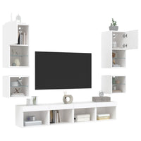 Mobili TV a Muro con LED 8pz Bianchi in Legno Multistrato 3216590