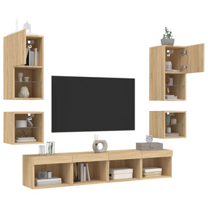 Mobili TV a Muro con LED 8pz Rovere Sonoma Legno Multistrato 3216592