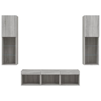 Mobili TV a Muro con LED 5pz Grigio Sonoma in Legno Multistrato 3216609