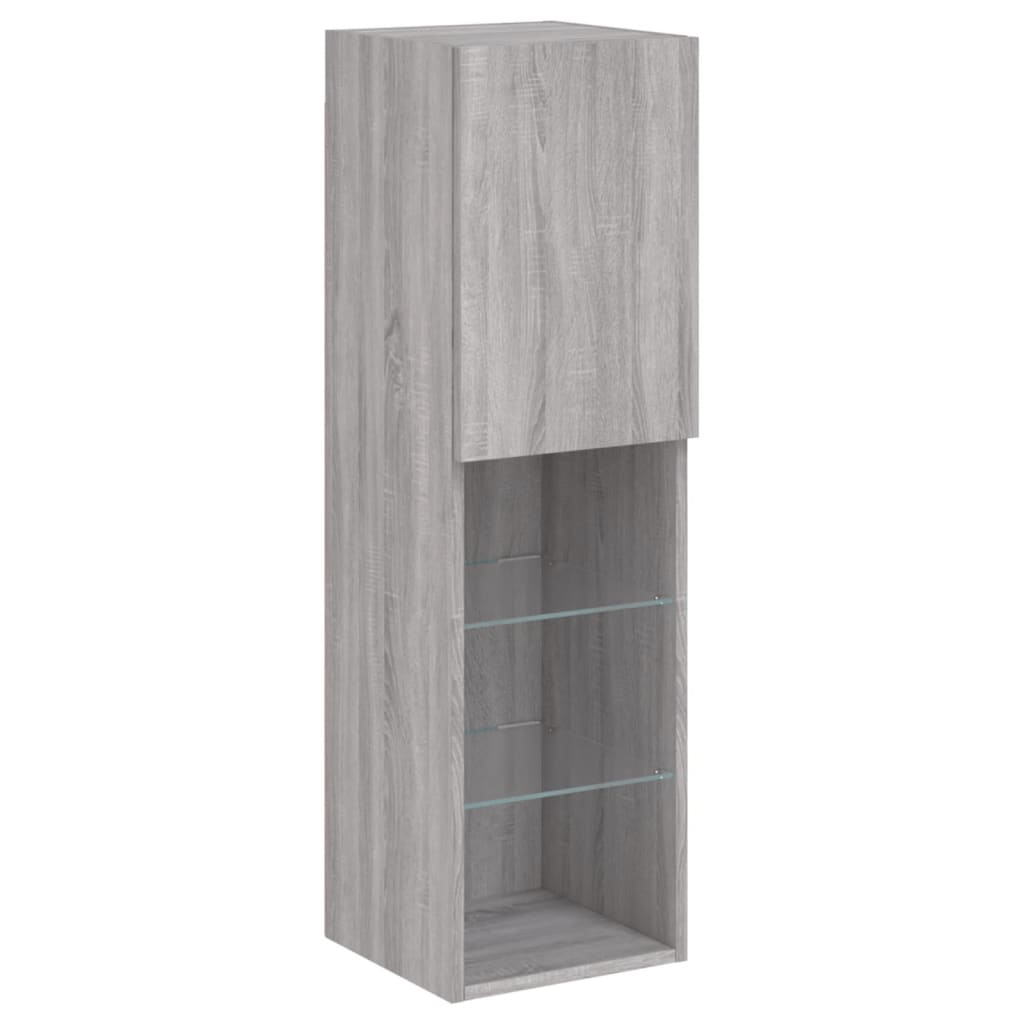 Mobili TV a Muro con LED 5pz Grigio Sonoma in Legno Multistrato 3216609