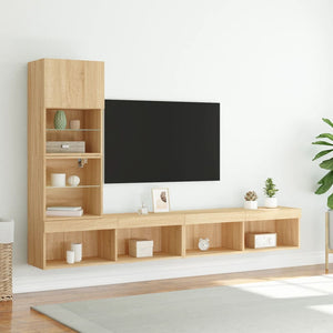 Mobili TV a Muro con LED 4pz Rovere Sonoma Legno Multistrato 3216642