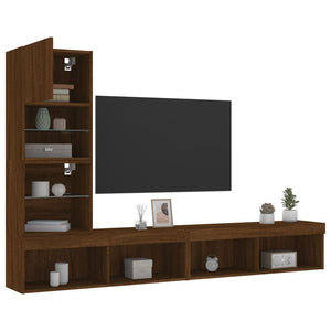 Mobili TV a Muro con LED 4pz Rovere Marrone Legno Multistrato 3216646