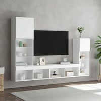 Mobili TV a Muro con LED 4pz Bianchi in Legno Multistrato 3216647