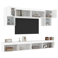 Mobili TV a Muro con LED 6pz Bianchi in Legno Multistrato 3216704