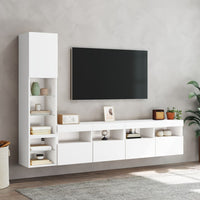 Mobili TV a Muro con LED 4pz Bianchi in Legno Multistrato 3216711