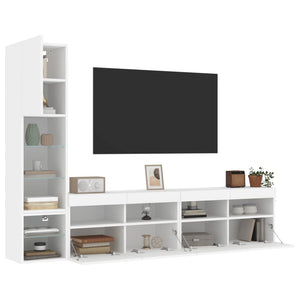 Mobili TV a Muro con LED 4pz Bianchi in Legno Multistrato 3216711