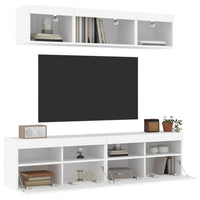 Mobili TV a Muro con LED 5pz Bianchi in Legno Multistrato 3216718