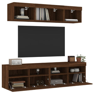 Mobili TV a Muro con LED 5pz Rovere Marrone Legno Multistratocod mxl 134271