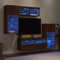 Mobili TV a Muro con LED 5pz Rovere Marrone Legno Multistrato 3216731