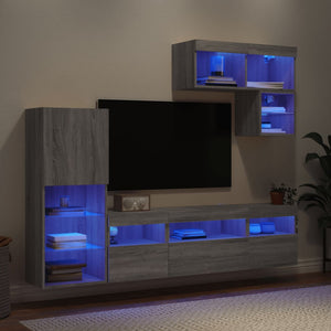 Mobili TV a Muro con LED 6pz Grigio Sonoma Legno Multistrato 3216737