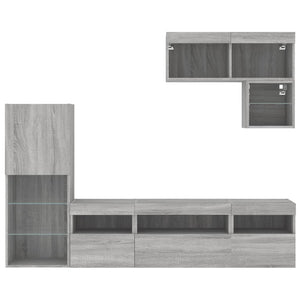 Mobili TV a Muro con LED 6pz Grigio Sonoma Legno Multistrato 3216737