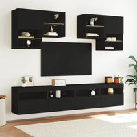 Set Mobili TV a Muro 6 pz con Luci LED Nero 3216751