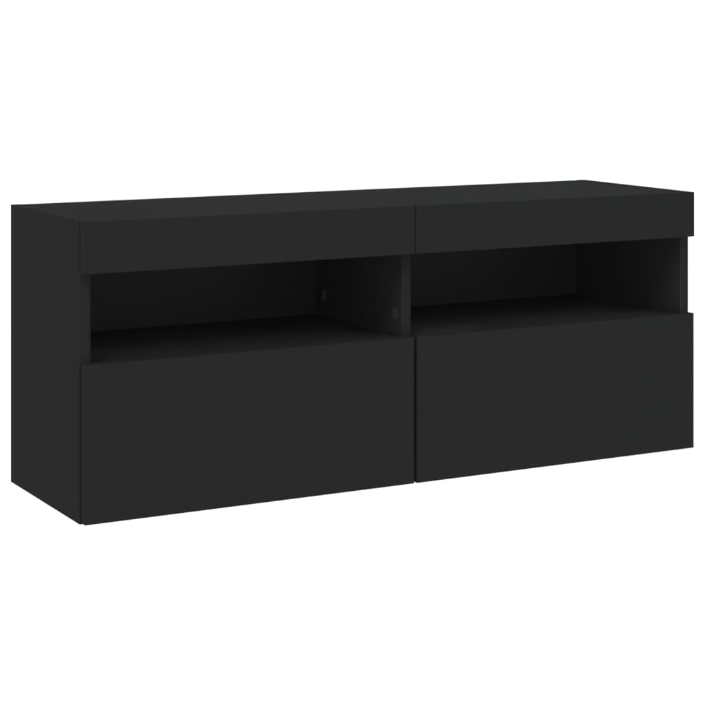 Set Mobili TV a Muro 6 pz con Luci LED Nero 3216751