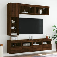 Set Mobili TV a Muro 7 pz con Luci LED Rovere Marrone 3216763